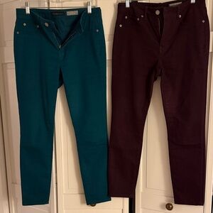 Aeropostale Teal and Burgundy Skinny Jeans